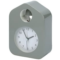 Unique Bargains Non-Tick Alarm Clock with Round Bell Design Grey 3.9"L x 2.0"W x 5.5"H