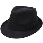 Classic Autumn Wide Brim Fedora Hat Plain Trilby Sun Hats for Man (M)