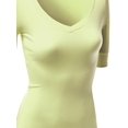 thumbnail image 4 of FashionOutfit Women's Basic Solid Arm Sleeve V Neck T-shirt Tops, 4 of 4