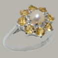 thumbnail image 2 of LBG British Made 18k White Gold Cultured Pearl & Citrine Womens Statement Ring - 33 size options - Size 8.75, 2 of 6