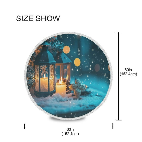 YAZAOO Round Tablecloth Snow Candle Pattern Tableclothes