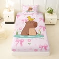 thumbnail image 3 of Erosebridal Cute Capybara Duck Twin Sheet Sets 3pcs For Teens,Dreamy Bow Flowers Bedding For Kids Boy Girls,Ultra Soft Home Decor, 3 of 5
