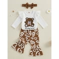 thumbnail image 4 of Michellecmm  Baby Girl Outfit Bear Embroidery Long Sleeve Romper Pants Headband, 4 of 9