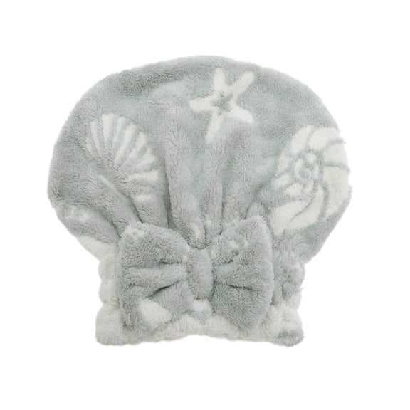 Unique Bargains Water Absorbent Bow Shells Hair Towel for Quick Drying Gray 10.63"x 8.66"