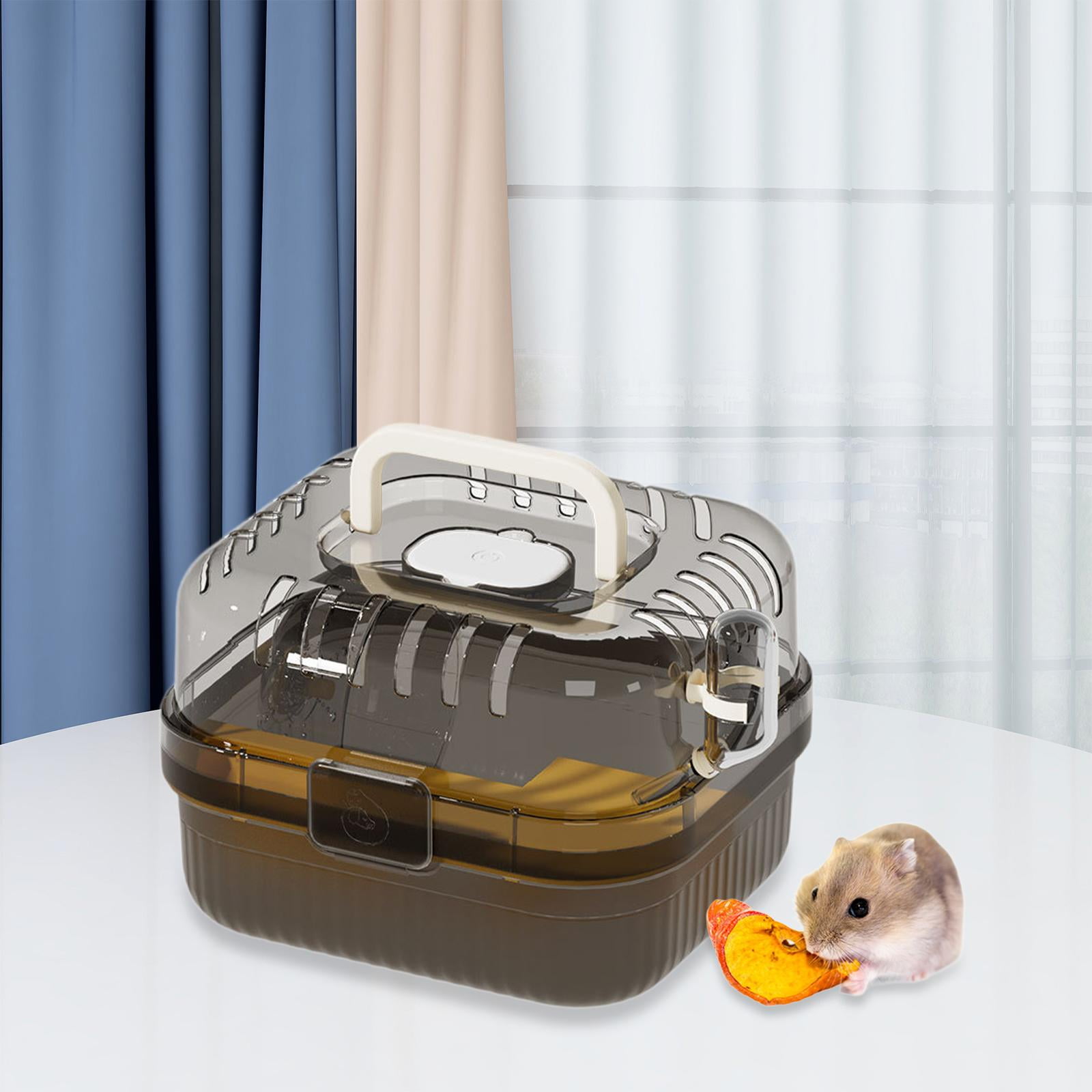 EHJRE Hamster Cage with Water Bottle Transparent Comfortable Hamster Habitat Carrying Bag with Handle for Ferrets Rats Hedgehog Mice Yellow