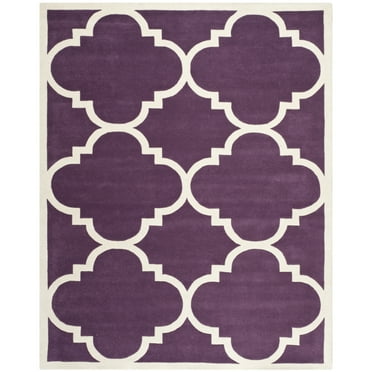SAFAVIEH Chatham Hayden Geometric Wool Area Rug, Purple/Ivory, 5' x 8'