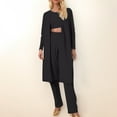 thumbnail image 2 of UAMVSH Ribbed Knitted 3 Piece Outfits for Women Long Sleeve Cardigan Dusters and Cropped Tank Tops with Wide Leg Pants Lounge Sets(LargeBlack), 2 of 6