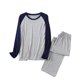 thumbnail image 1 of Conjunto de pantalón y blusa de manga larga con patchwork para hombre y mujer, 1 of 2