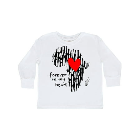 

Inktastic Black History Month Forever in My Heart Ink Print Africa Gift Toddler Boy or Toddler Girl Long Sleeve T-Shirt