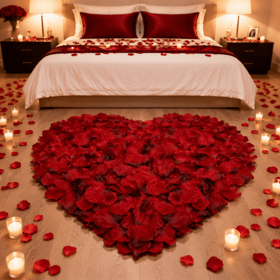 Silk Rose Petals Artificial Flower Petals for Valentine's Day Wedding Flower Decoration Table Confetti Scatter, Dark Red