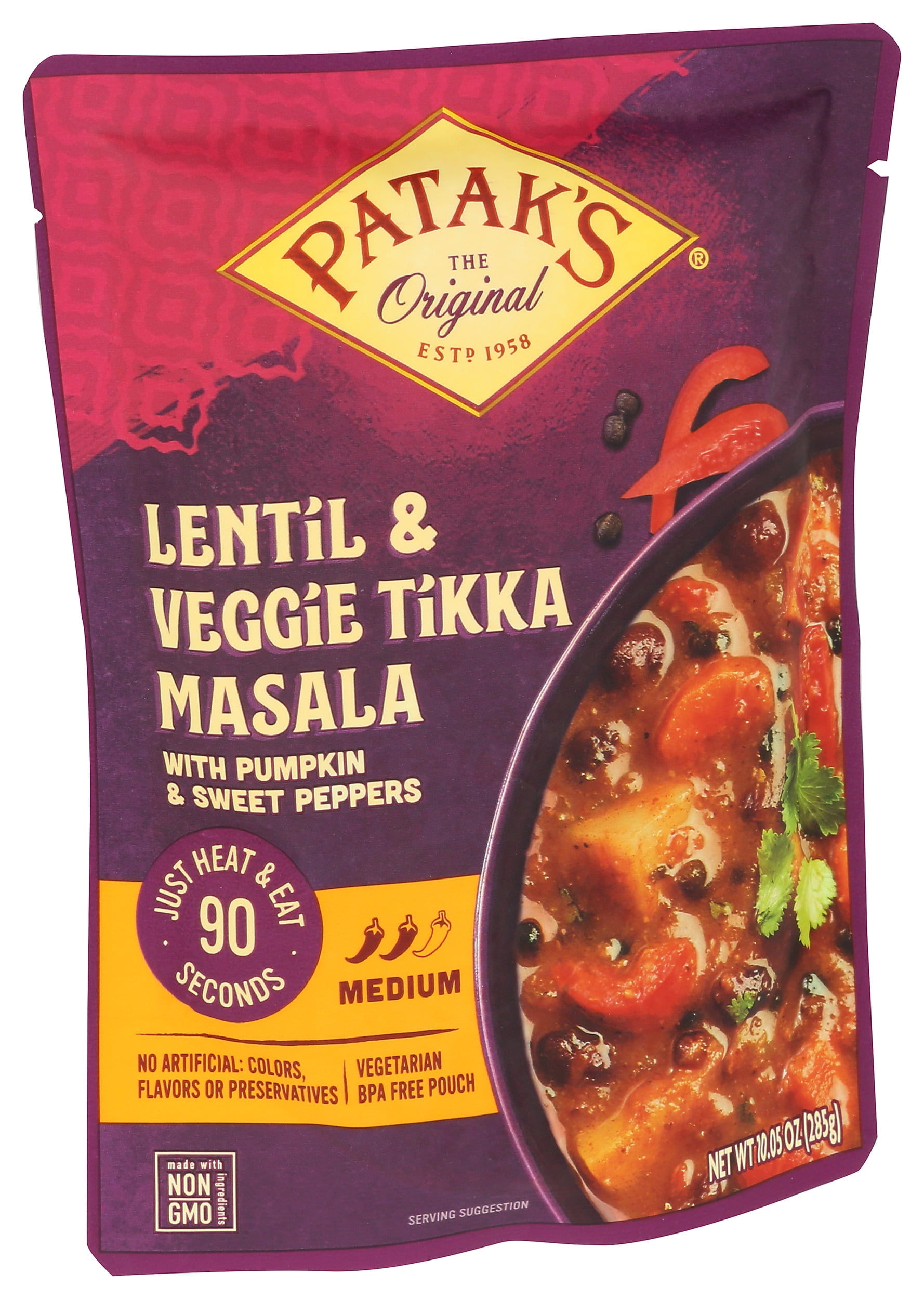 Pack of 6, Pataks Medium Lentil & Veggie Tikka Masala, 10.05 oz
