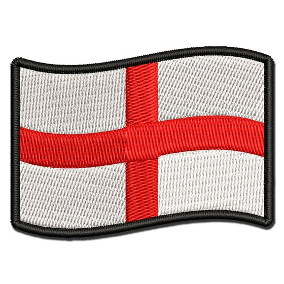 England with Waving Flag Cute Applique Multi-Color Embroidered Iron-On Patch - 2.5 Inch Small