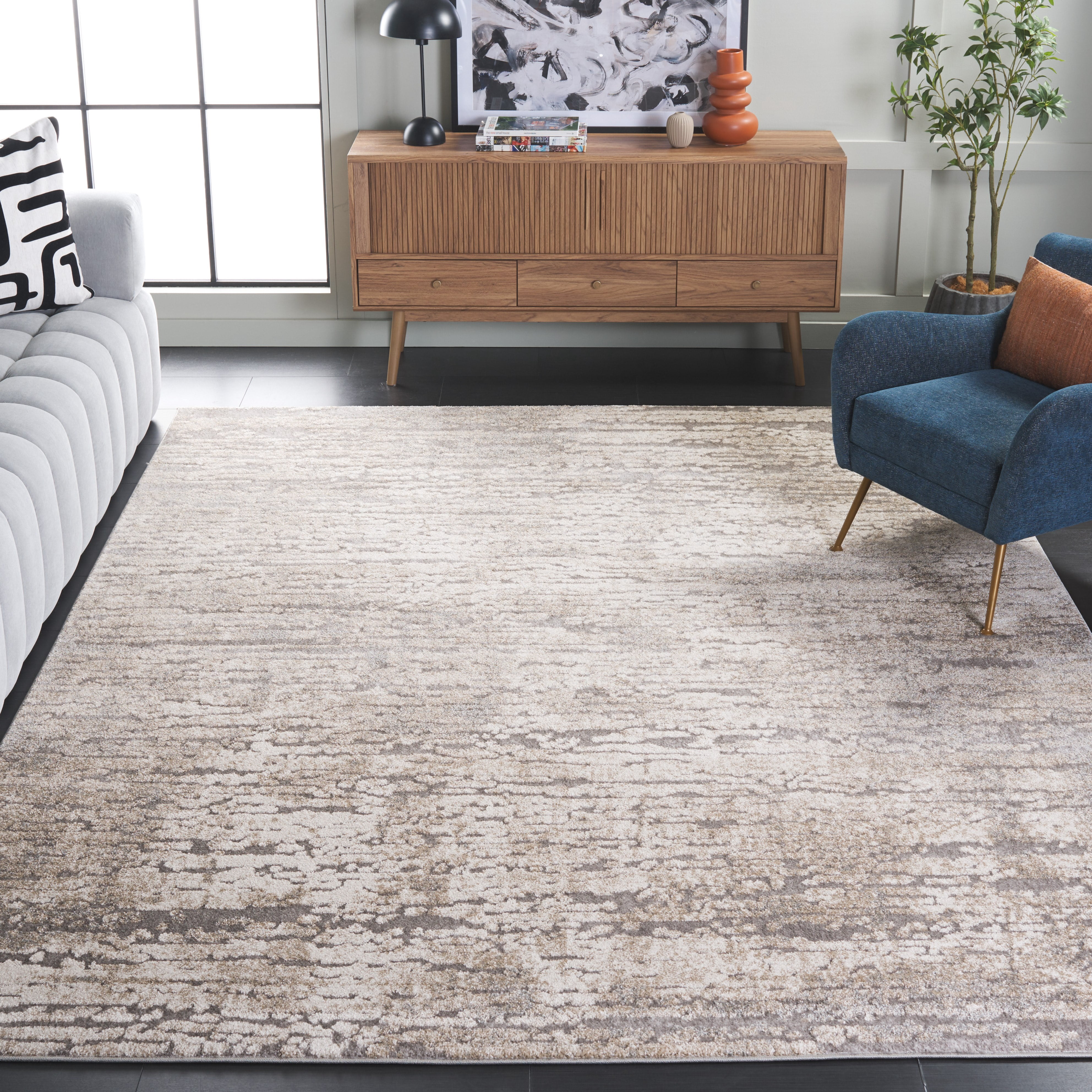 SAFAVIEH Spirit Annabelle Abstract Area Rug, Taupe/Ivory, 8' x 8' Square