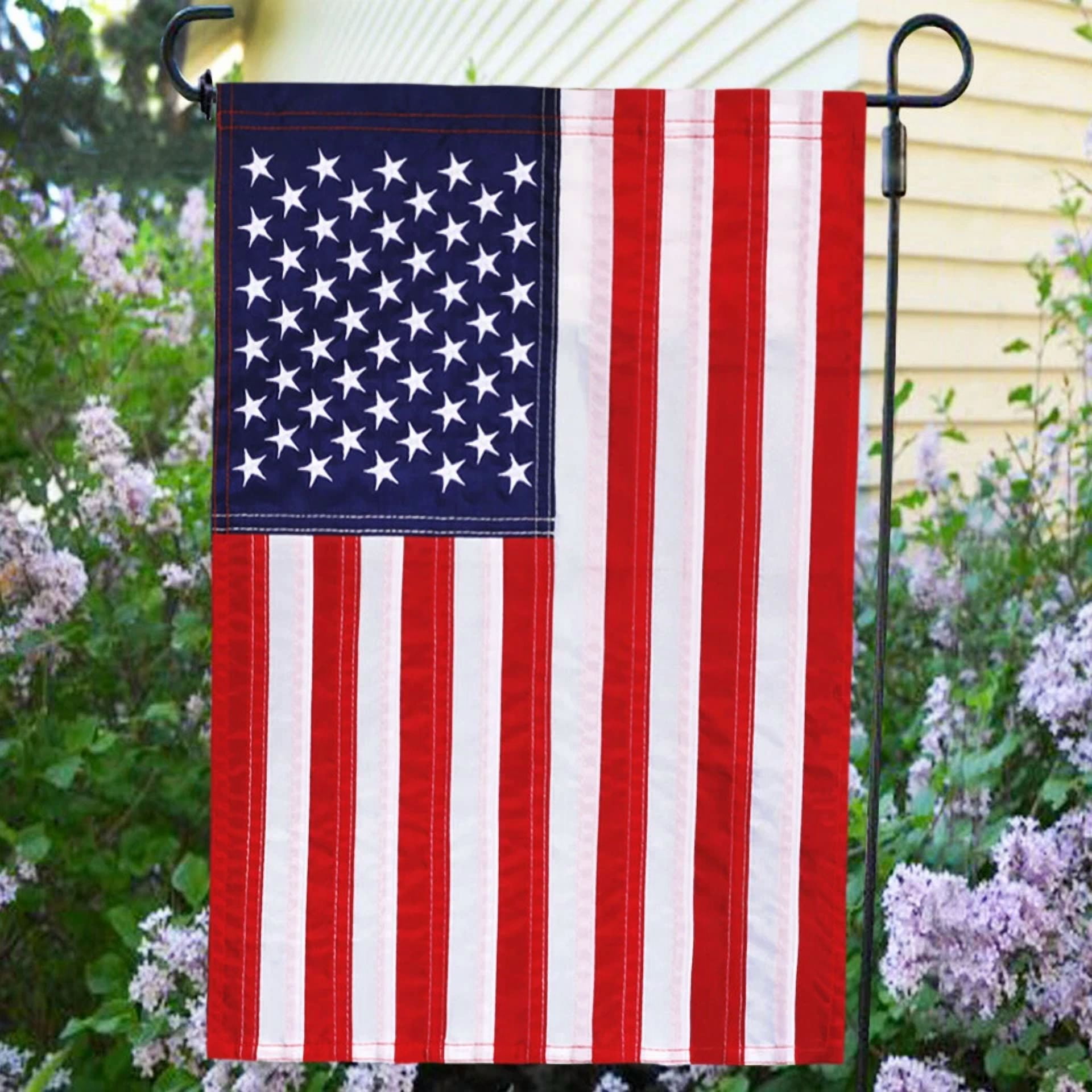 PURELY- Anley American Us Garden Flag Usa Patriotic Yard Flags Embroidered 18X12.5 In