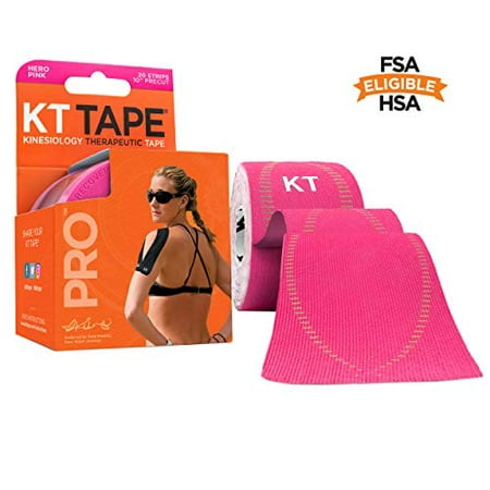KT Tape Pro Kinesiology Therapeutic Sports Tape, 20 Precut 10 inch Strips,  Hero Pink, Latex Free, Water Resistance, Pro & Olym 