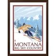 thumbnail image 2 of Art.com Montana - Big Sky Country - Downhill Skier, c.2008 Art Print by Lantern Press, Brown Frame Wall Art, 32" x 44", 2 of 5
