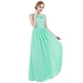 thumbnail image 2 of Zaldita Women's Sleeveless Chiffon Bridesmaid Dress Elegant Lace Wedding Formal Long Evening Party Dress Turquoise 4, 2 of 7