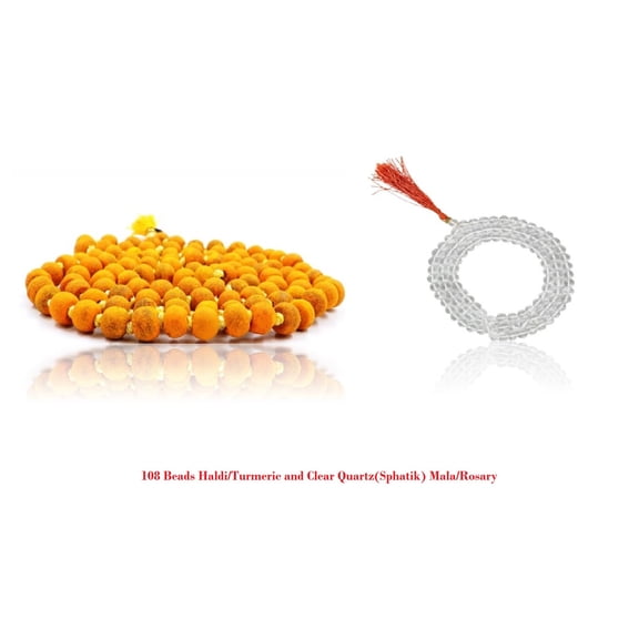 Kamada Combination of 108 Manka(beads) Haldi(Turmeric) mala and exquisite Vaijyanti mala,Spritual Necklace/rosary for Women and Men