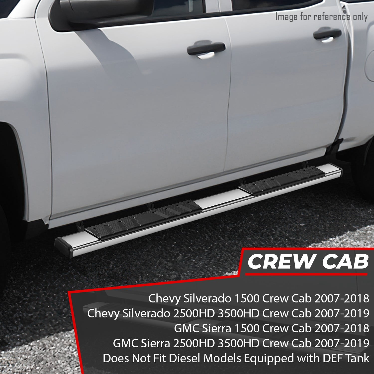 DNA Motoring For 07-19 Chevy Silverado GMC Sierra Crew Cab 5" Side Step Nerf Bar Running Boards