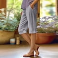 thumbnail image 2 of vigerkar Women's Cotton Linen Bermuda Shorts Knee Length Shorts Loose Lightweight Shorts Casual Summer Beach Shorts with Pockets Grey, XXL, 2 of 5