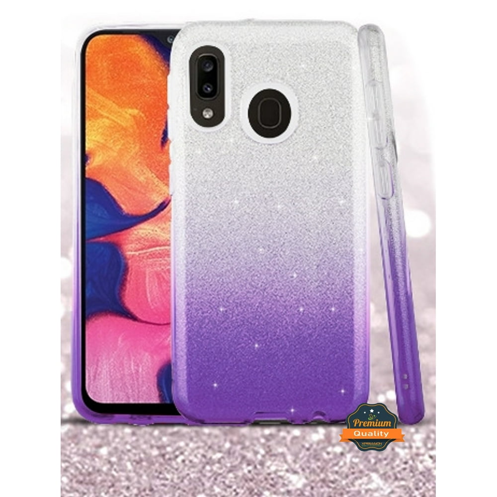 Samsung Galaxy A10E Phone Case Slim Fit 3 Layer Luxury HYBRID Bling Glitter Diamante Gummy