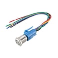 thumbnail image 1 of Interruptor de botón pulsador de metal momentáneo Uxcell de 16 mm de montaje 1NC NO COM 12V LED verde con enchufe de socket, 1 of 5