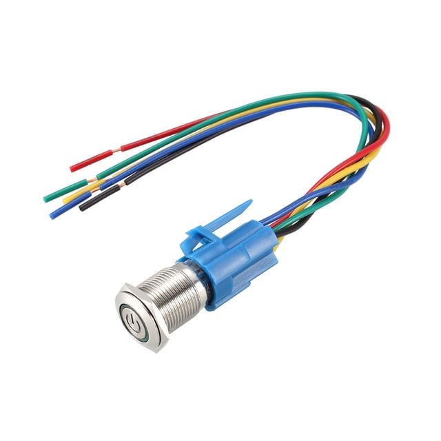 Interruptor de botón pulsador de metal momentáneo Uxcell de 16 mm de montaje 1NC NO COM 12V LED verde con enchufe de socket