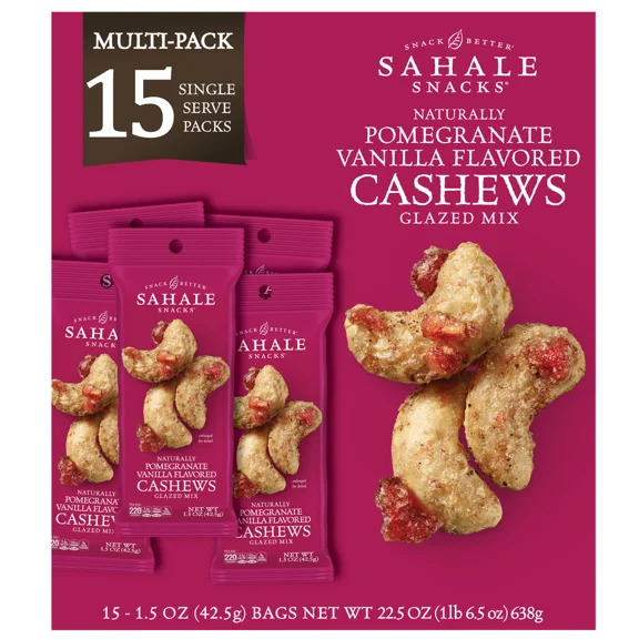 Sahale Snacks Cashews Glazed Mix, Pomegranate Vanilla, 1.5 oz, 15 ct
