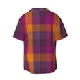 thumbnail image 2 of Vsdgher Purple Yellow Buffalo Plaid Print Men's Wrinkle Free Untucked Cuban Shirt Business Casual Button Down Shirts Short Sleeve Shirt, 2 of 7