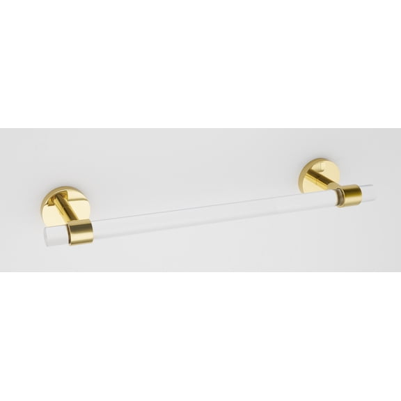 Alno A7220-18-PB/NL Contemporary Acrylic 18" Wide Clear Towel Bar - Brass