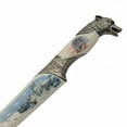 thumbnail image 3 of SZCO 13.5" Wolf Streak Decorative Knife, 8" Stainless Steel Blade with Wolf Head Pommel Handle, Collectible Display Piece with Printed Sheath, 3 of 5