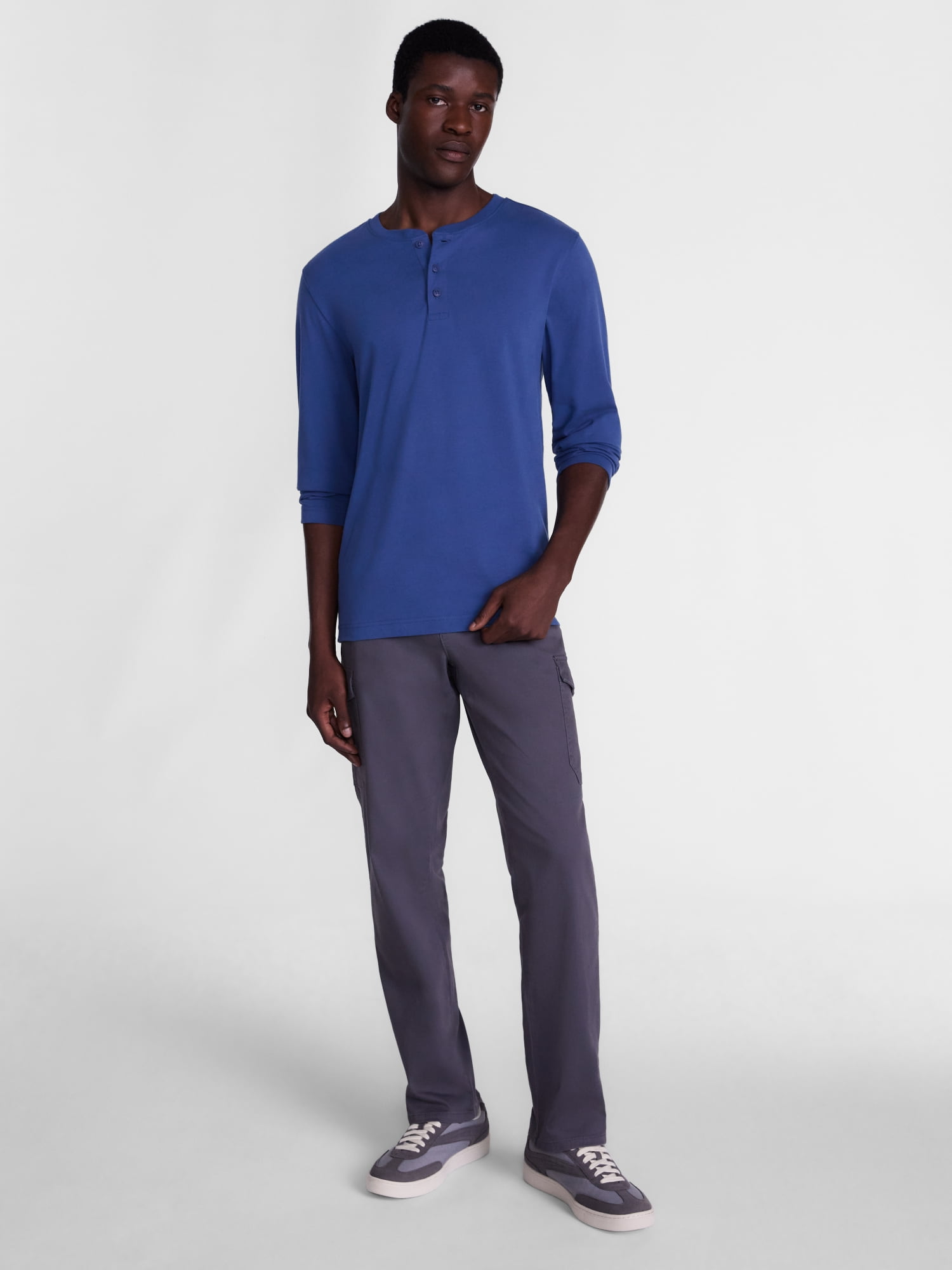 George Men's Henley Shirt with Long Sleeves, Sizes S-5XB