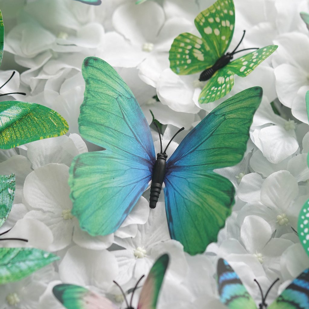 BalsaCircle 12 Pieces 3D Green Butterfly Stickers Wall Decals Crafts Scrapbooking Favors - image 2 of 4