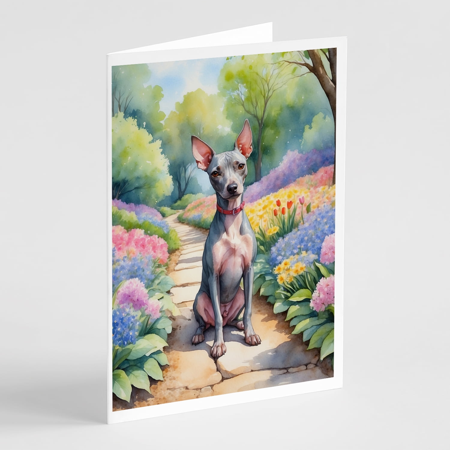 Brittany Spaniel Spring Path Greeting Cards Pack of 8 7 in x 5 in
