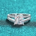 thumbnail image 3 of Sparkling Princess Cut Moissanite Rings Women 2 Carat D Color VVS1 Clarity S925 Sterling Silver Lab Created Diamond Rings Anniversary Wedding Promise Ring with Certificate, 3 of 7
