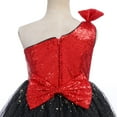 thumbnail image 6 of IBTOM CASTLE Kids Girls Bowknot Sequin Tulle Party Dress One-Shoulder Wedding Bridesmaid Flower Girl Dresses Pageant Formal Prom Ball Gown 6-7 Years Red, 6 of 8