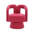 thumbnail image 4 of 360 Degree Swivel Cuddle Barrel Accent Sofa Chairs, Modern Round Armchairs with Hollow Backrest, Boucle Accent Chair for Living Room, Bedroom, Office, Small Spaces, Rose Red, 4 of 9