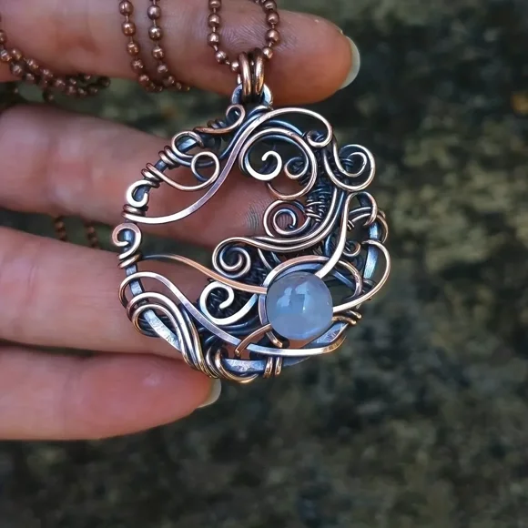 Boho Moonstone Pendant Necklace Vintage Women Necklace Party Women Jewelry Gift