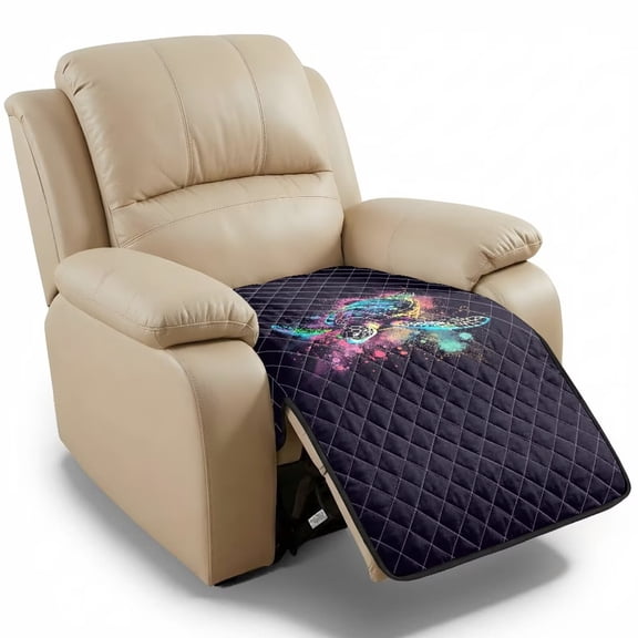 Kuiaobaty Splash Turtle Print Armless Recliner Chair Covers, Soft Quilted Sofa Cushion Slipcover, Anti-Slip Water Resistant Furniture Protector Machine Washable for Home