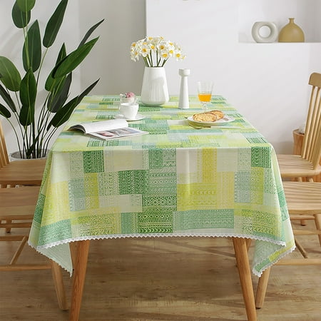 

Rectangle Tablecloth Cotton Linen Print Tablecloth With Lace Trim Stain Resistant Wrinkle Free Washable Table Cloth For Dining Room Kitchen Picnic-H-90x90cm(35.4x35.4 )