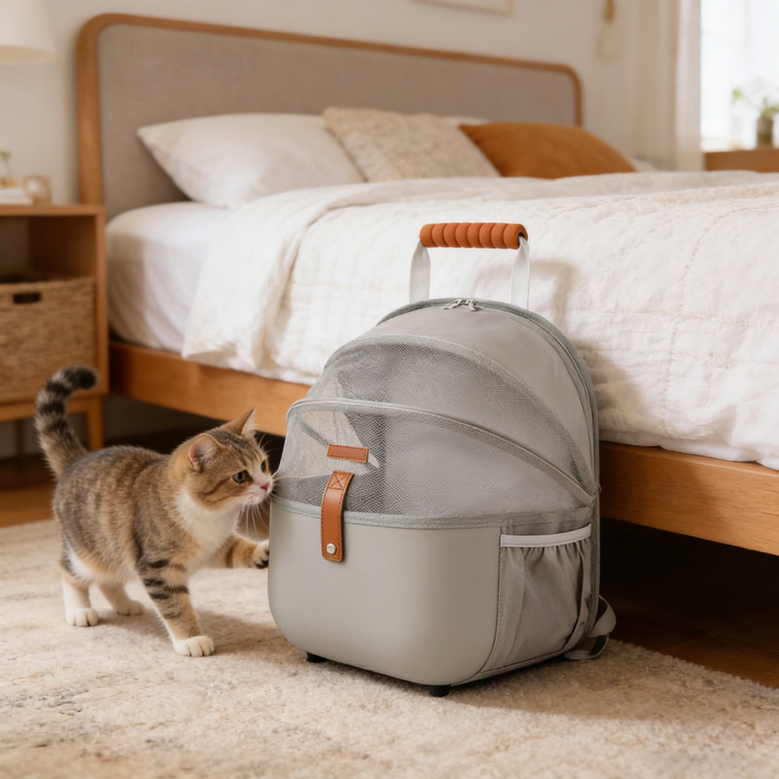 16.92X13.38X10.62 Inch Pet Backpack,Pet Cat Bag Out Portable Large Capacity Backpack Space Capsule Breathable Dog To Go With Supplies,Pet Supplies