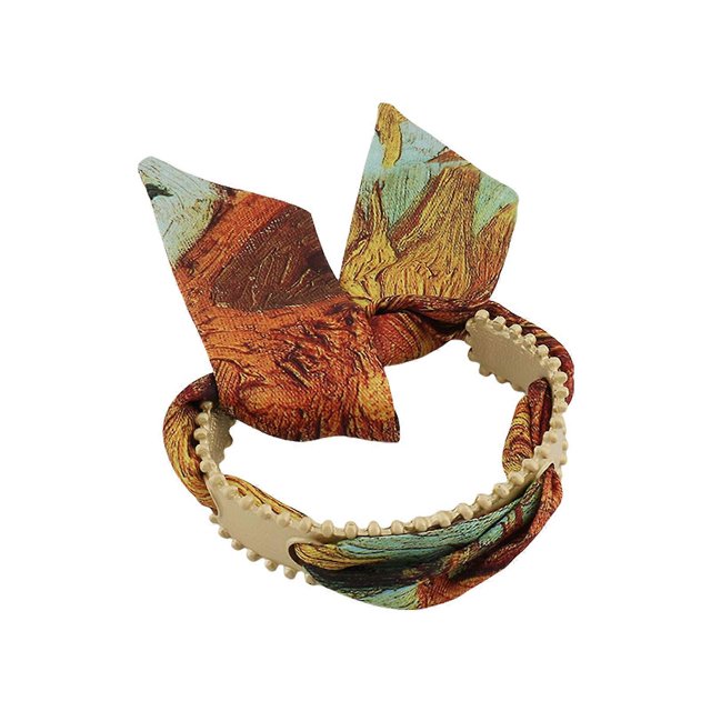 Colorful Silk Scarf Bracelet Hollowed out Open Cuff Bangle Adjustable Wrist Jewelry Party Date Accessory for Women yellow blue