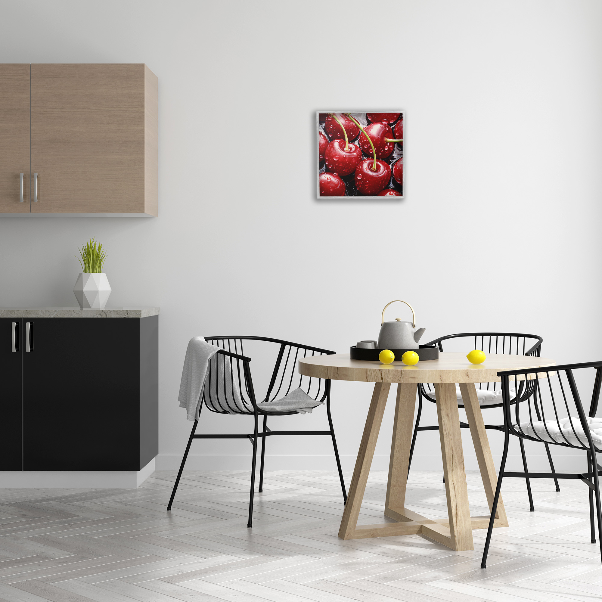 Stupell Industries Juicy Summer Cherries Food & Beverage Painting Gray Framed Art Print Wall Art, 17 x 17