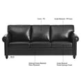 thumbnail image 3 of 84 inch Loveseat Sofa,Mid Century Modern 3 Seater Couch with Bubble Nail Decoration,Love Seat Sofa for Bedroom, Apartment, Home, Office,Black PU, 3 of 9