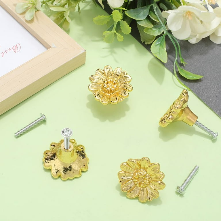 4 set 4 Set Vintage Gold Flower Drawer Knob Zinc Alloy Drawer Handles with  Screw Drawer Pulls Replacement Accessories for Dresser Closet Cupboard  Cabinet Door Knobs Kitchen Supplies 1.3x0.8in - Walmart.com