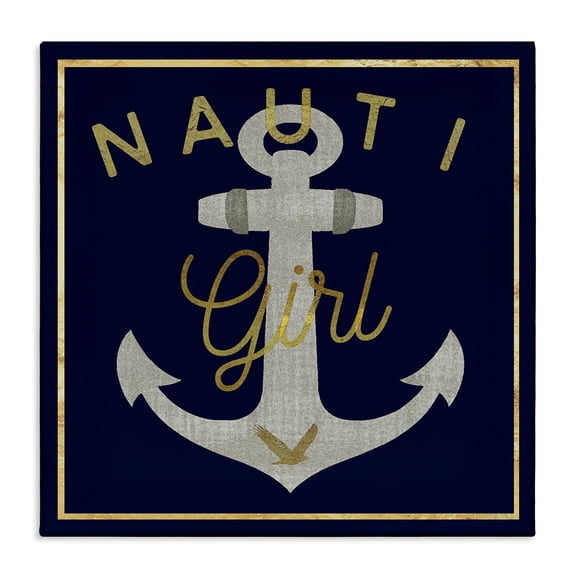 Stupell Industries Glam Nauti Girl with Anchor Canvas Art, 17 x 17, by Graffitee Studios