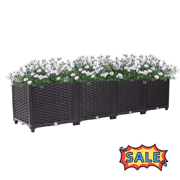 Tcbosik 63x15.7x14.7in Raised Garden Bed Outdoor, Plastic Elevated Planter Box for Vegetables, Flowers, Herbs, Plant Container with Drainage Hole for Patio, Yard, Brown