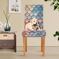 thumbnail image 4 of Yayeee 2 Pack Dining Chair Covers Stretch Parson Chairs Slipcovers Seat Protector, Blue Art Pattern, 4 of 6