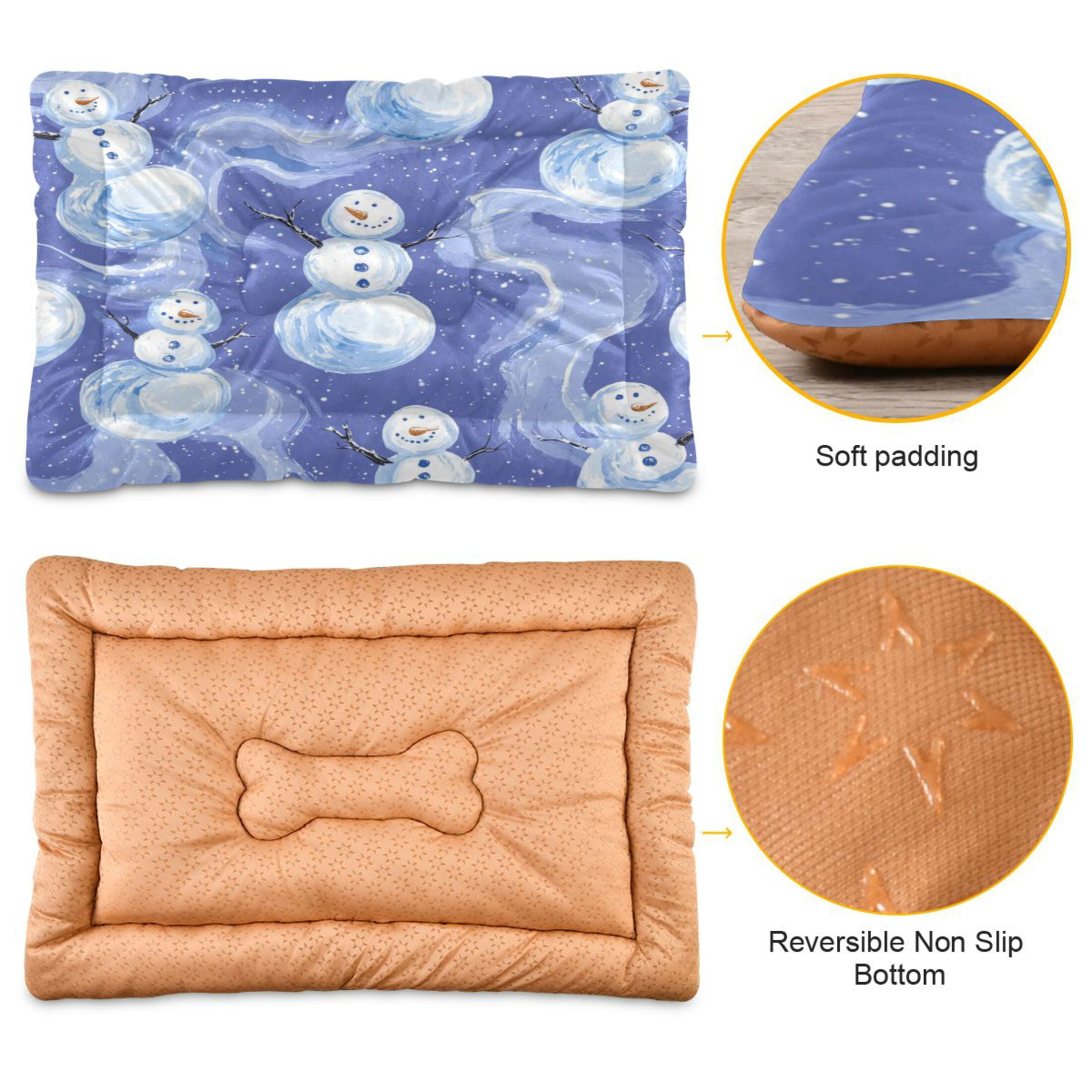 Qxltty Illustration Of Snowmen on Lavender Background Ped Pad Wear-resistant and Hard to Bite Through Sleeping Pad for Small Medium Large Dogs Winter Pet Bed 36×24in