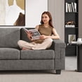 thumbnail image 4 of COPIAE 64.2” Small Couches for Living Room, High Resilience Loveseat Sofa, Velvet Fabric 2 Seat Sofa Couch with Wooden Frame& Upholstered Cushion, Modern Deep Seat Sofa for Bedroom Office, 4 of 7
